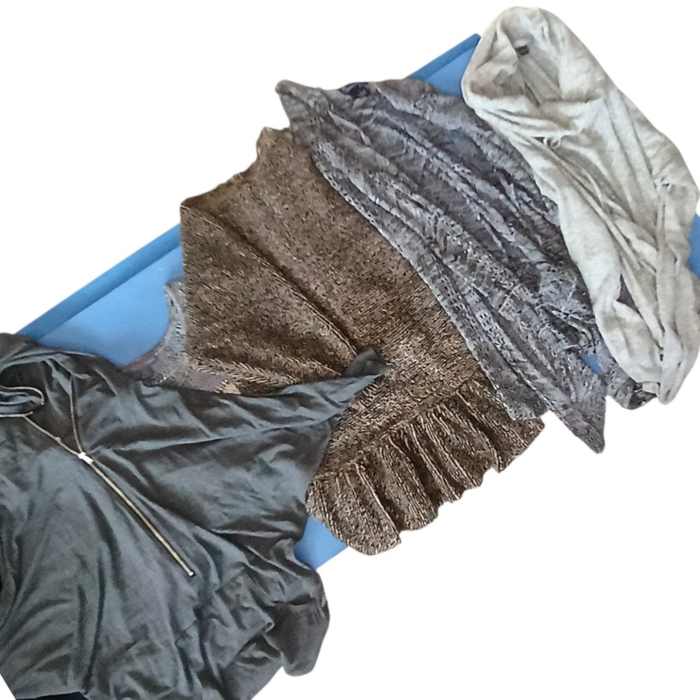 Womens Knitwear Bundle (4) Grey Brown Cardigan Tunic Cowl Neck XL L Mixed Lot